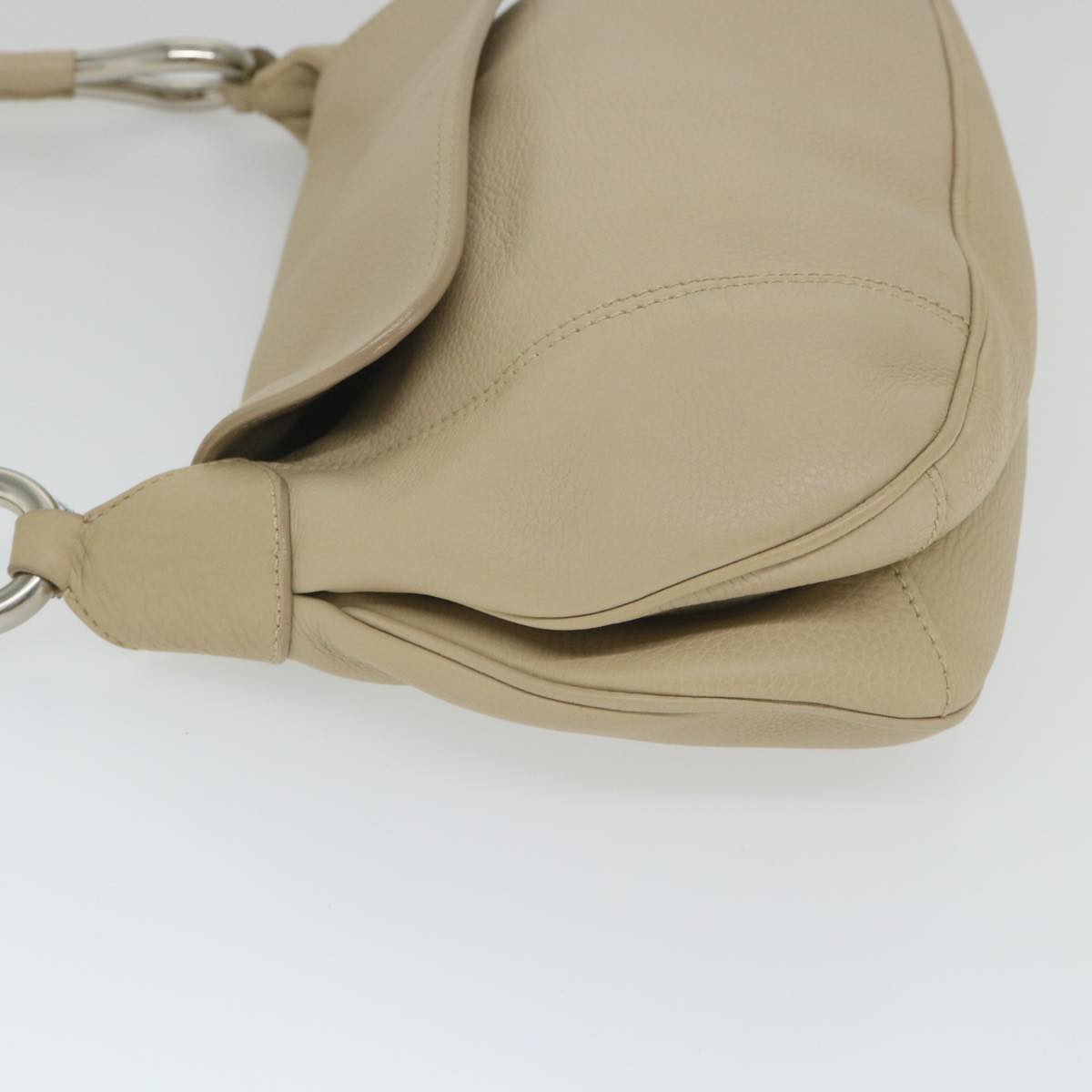 PRADA Shoulder Bag Leather Beige Auth am5134