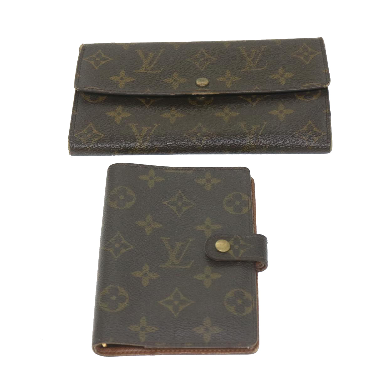 LOUIS VUITTON Monogram Day Planner Cover Wallet 2Set LV Auth am5152