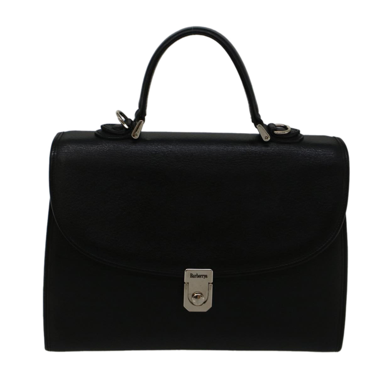 Burberrys Hand Bag Leather Black Auth am5156 - 0