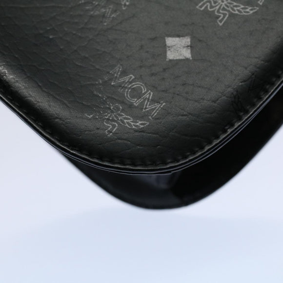MCM Vicetos Logogram Shoulder Bag PVC Leather Black Auth am5162