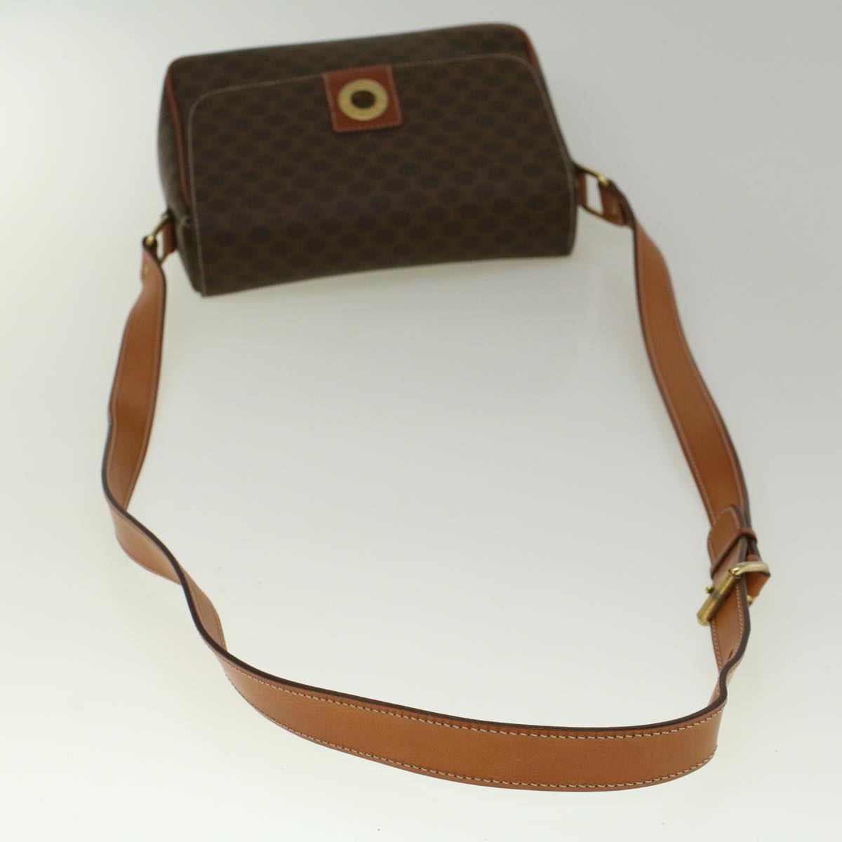 CELINE Macadam Canvas Shoulder Bag PVC Leather Brown Auth am5170