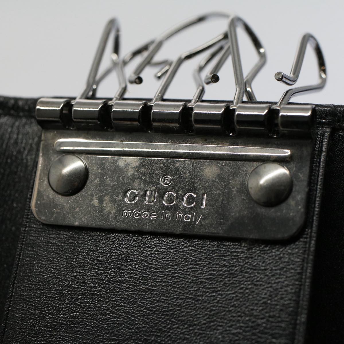 GUCCI Key Case Leather Black Red Green 138052 Auth am5177