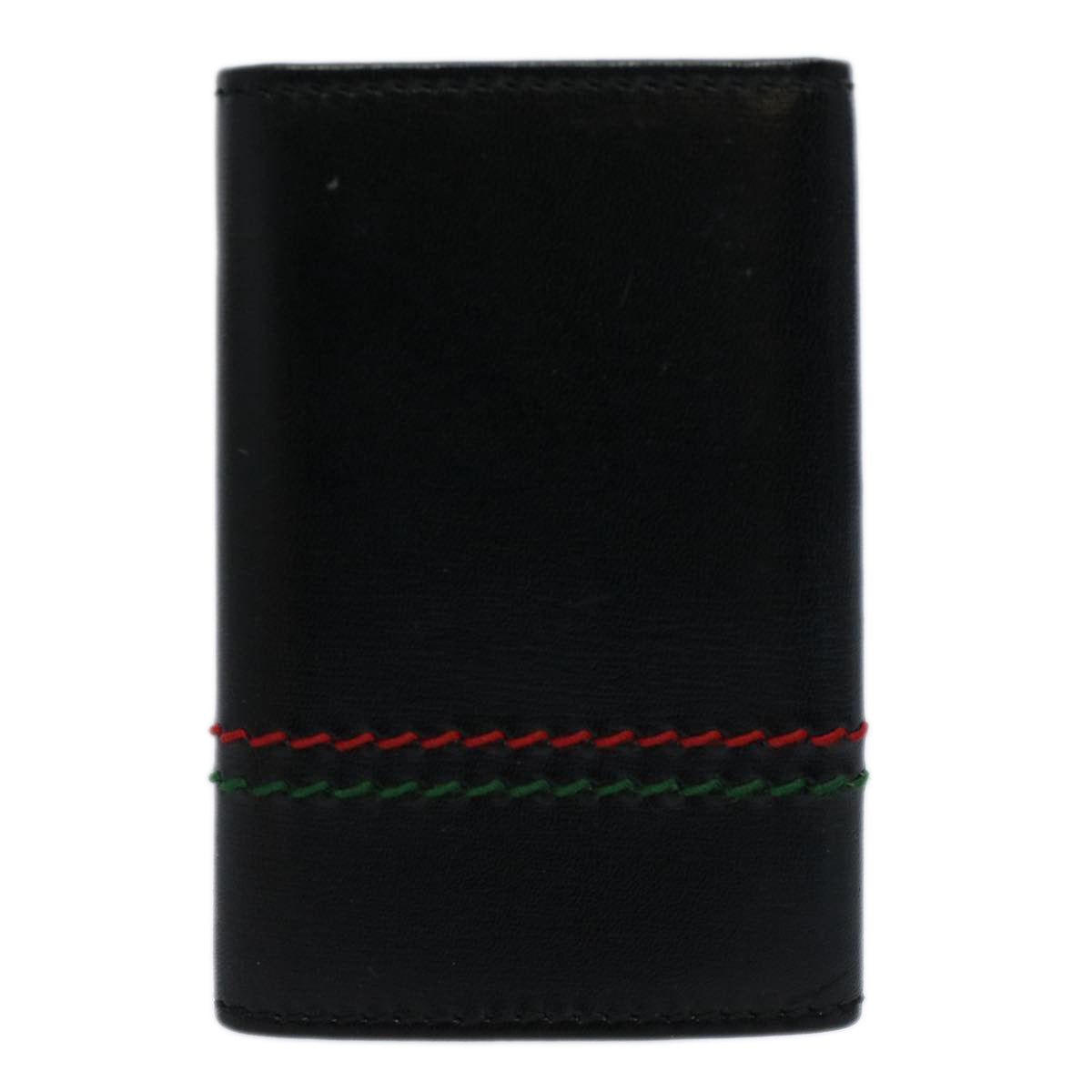 GUCCI Key Case Leather Black Red Green 138052 Auth am5177 - 0
