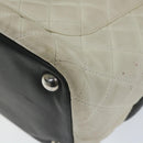 CHANEL Cambon Line Tote Bag Leather White CC Auth am5180-14