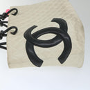 CHANEL Cambon Line Tote Bag Leather White CC Auth am5180-5