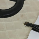 CHANEL Cambon Line Tote Bag Leather White CC Auth am5180-9