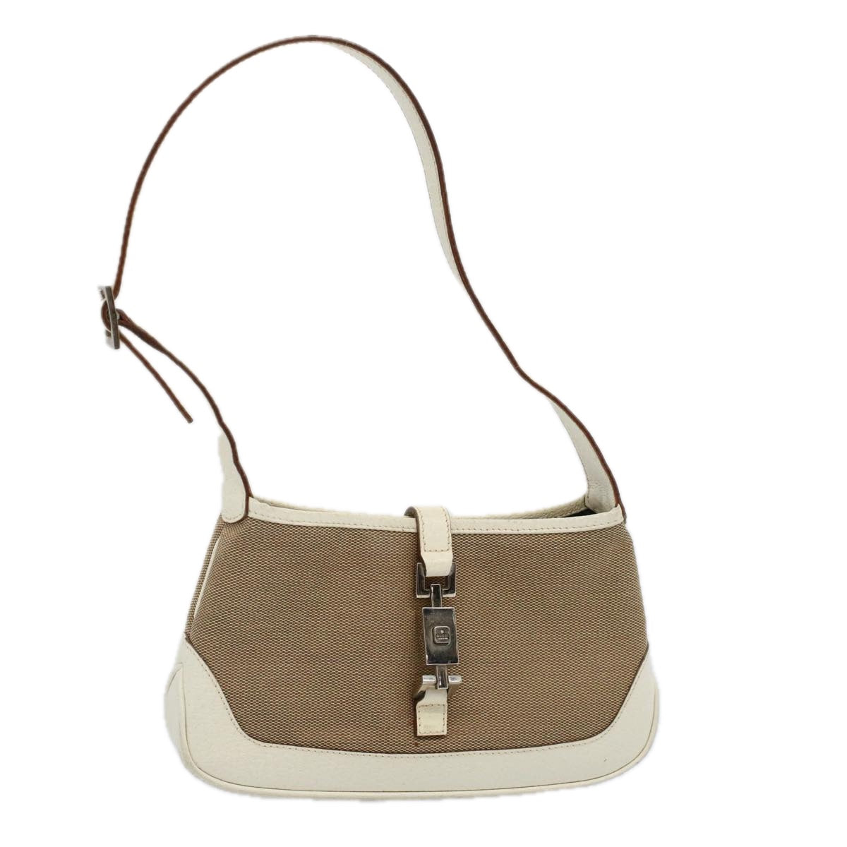 GUCCI Jackie Shoulder Bag Canvas Leather Beige 007 2039 Auth am5181