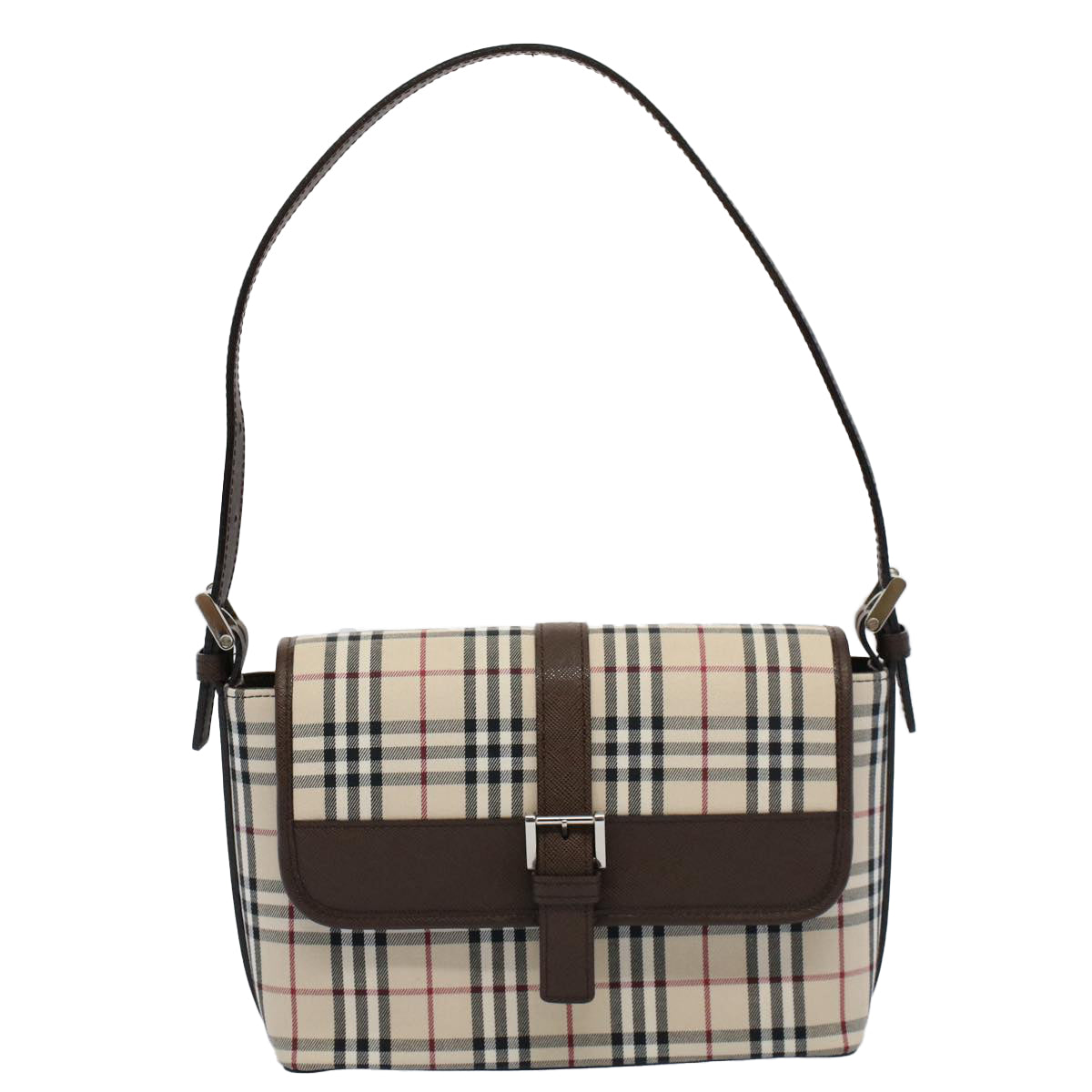 BURBERRY Nova Check Shoulder Bag Nylon Canvas Beige Auth am5185 - 0