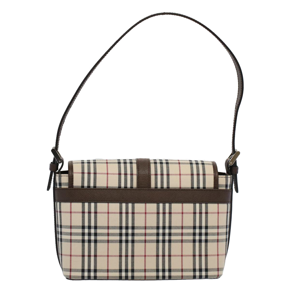 BURBERRY Nova Check Shoulder Bag Nylon Canvas Beige Auth am5185