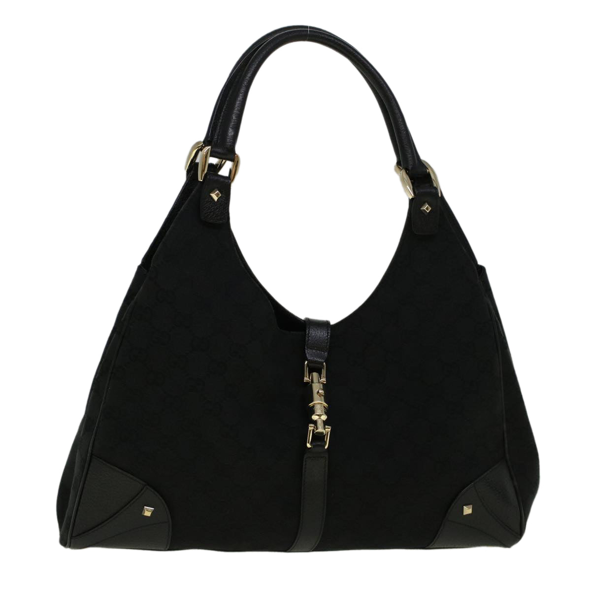 GUCCI GG Canvas Jackie Shoulder Bag Black 124404 Auth am5187