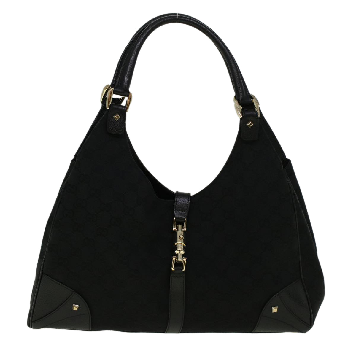 GUCCI GG Canvas Jackie Shoulder Bag Black 124404 Auth am5187 - 0