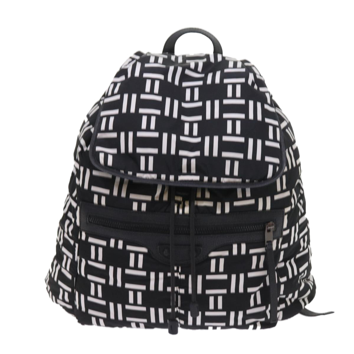 BALENCIAGA Traveler Backpack Nylon Black White 340139 Auth am5199