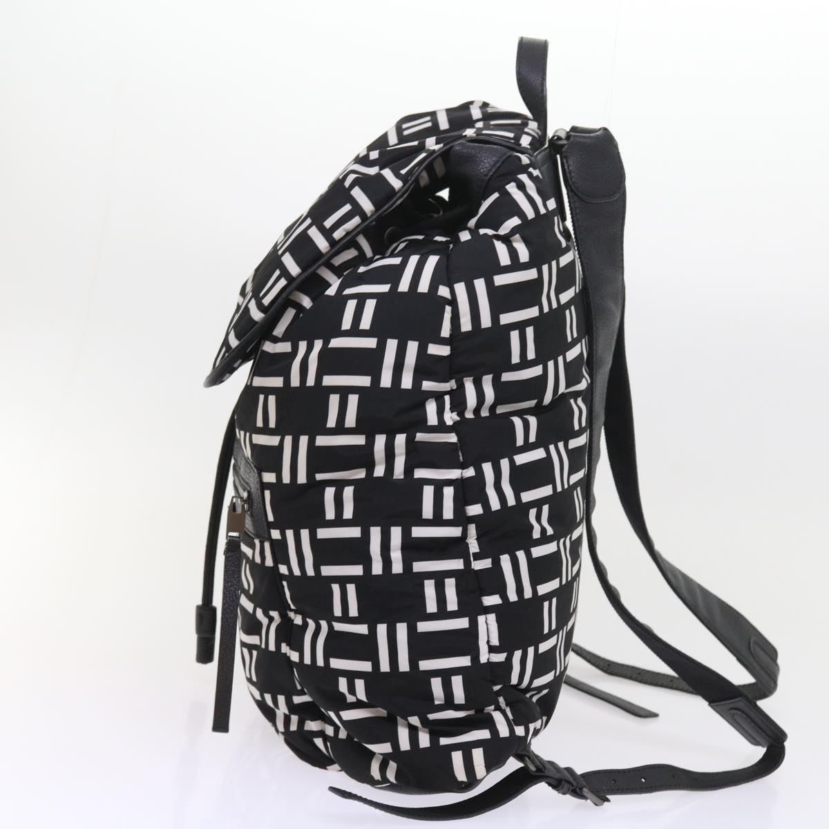 BALENCIAGA Traveler Backpack Nylon Black White 340139 Auth am5199