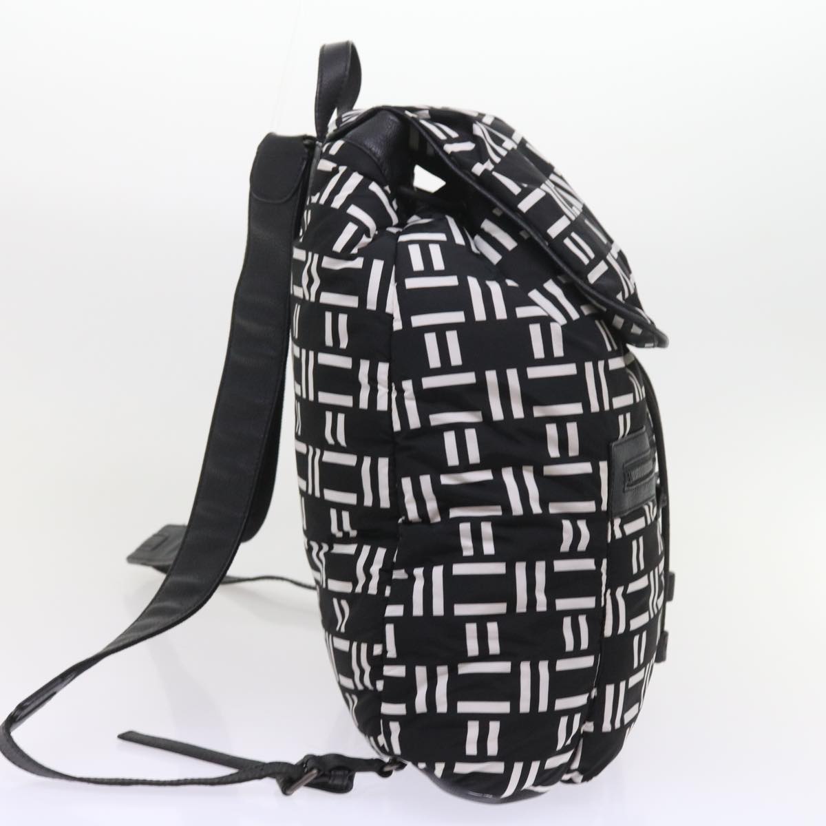 BALENCIAGA Traveler Backpack Nylon Black White 340139 Auth am5199