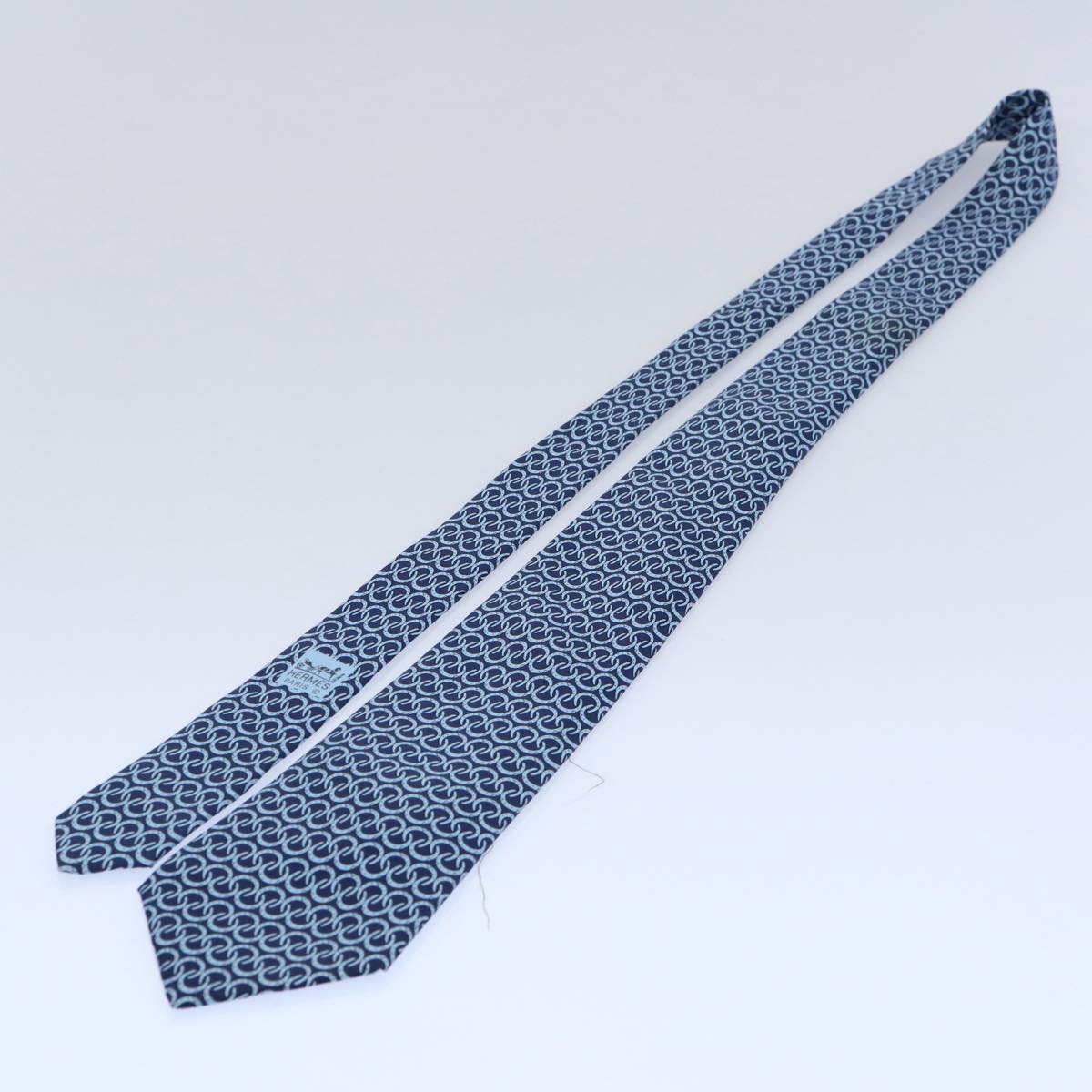 HERMES Necktie Silk 4Set Blue Navy Auth am5204 - 0