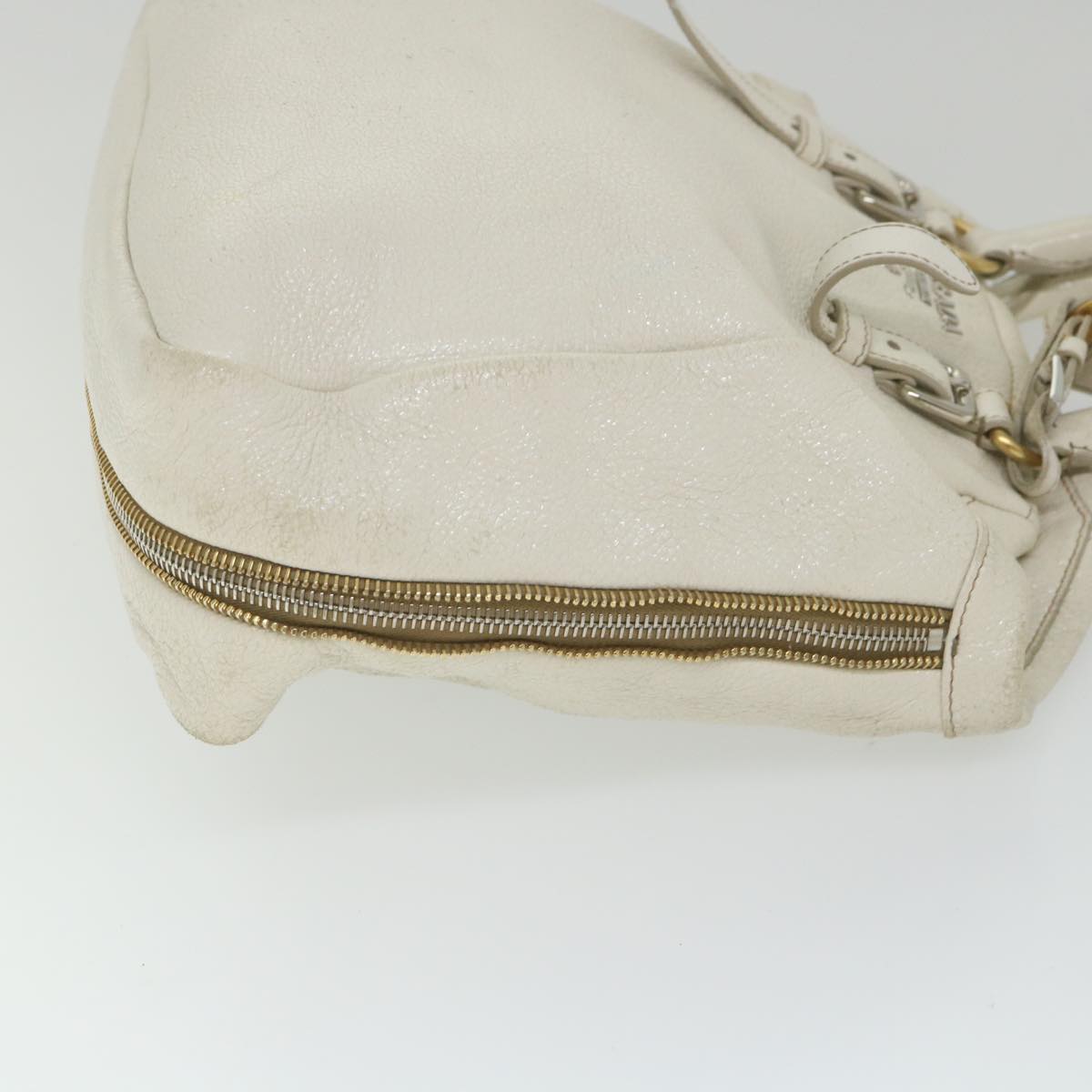 PRADA Hand Bag Leather 2way White Auth am5213