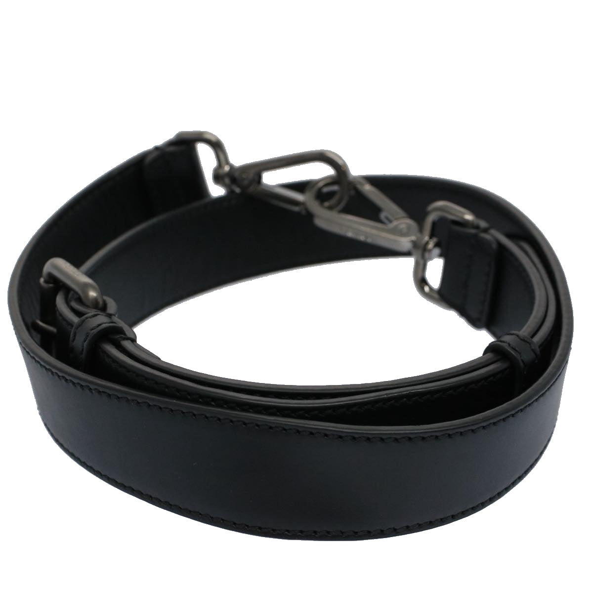 FENDI Adjustable Shoulder Strap Leather 33.9""-40.9"" Black Auth am5224