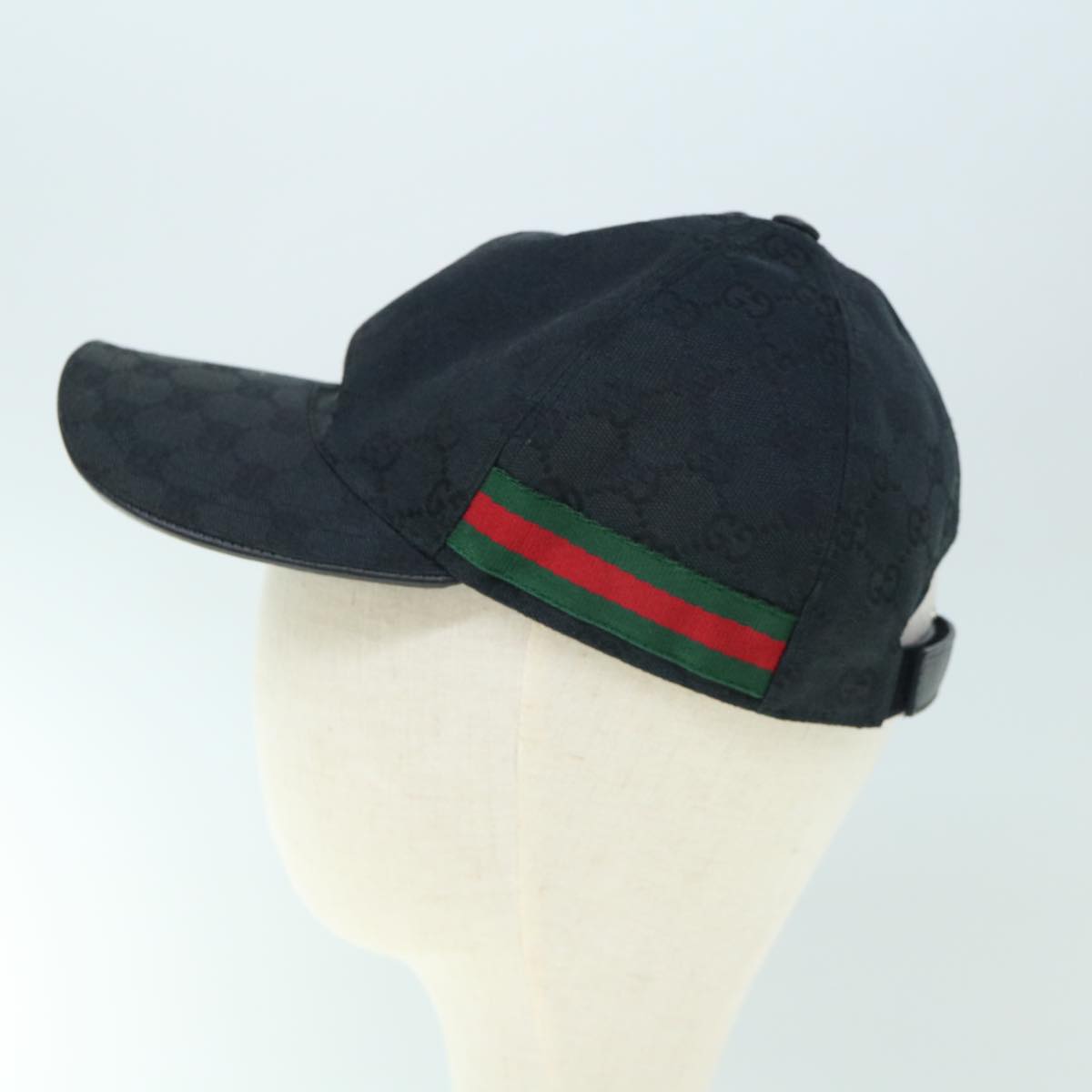 GUCCI GG Canvas Web Sherry Line Cap M Size Black Red Green 200043 Auth am5246