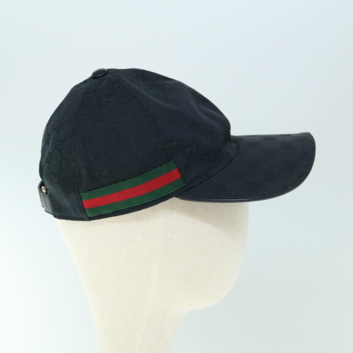 GUCCI GG Canvas Web Sherry Line Cap M Size Black Red Green 200043 Auth am5246