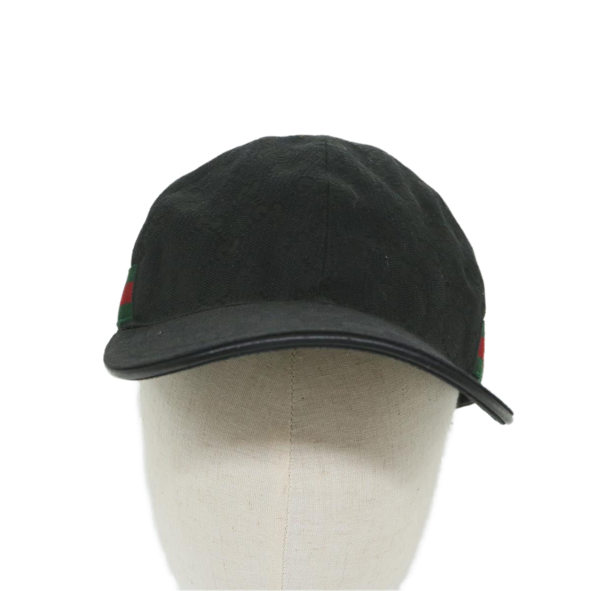 GUCCI GG Canvas Web Sherry Line Cap L size Black Red Green 200035 Auth am5247 - 0