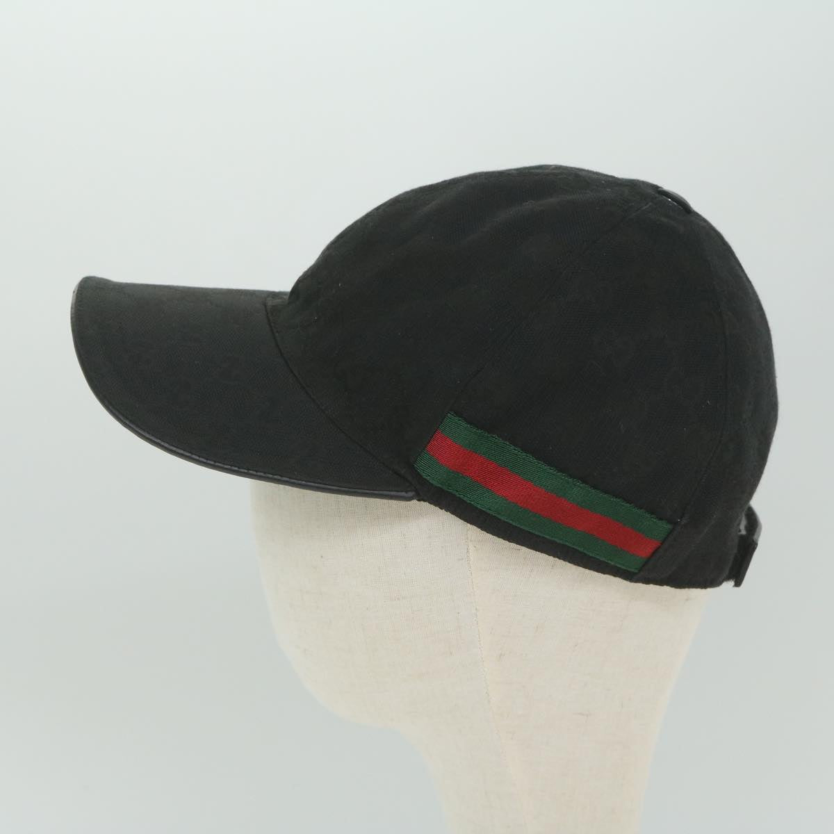 GUCCI GG Canvas Web Sherry Line Cap L size Black Red Green 200035 Auth am5247