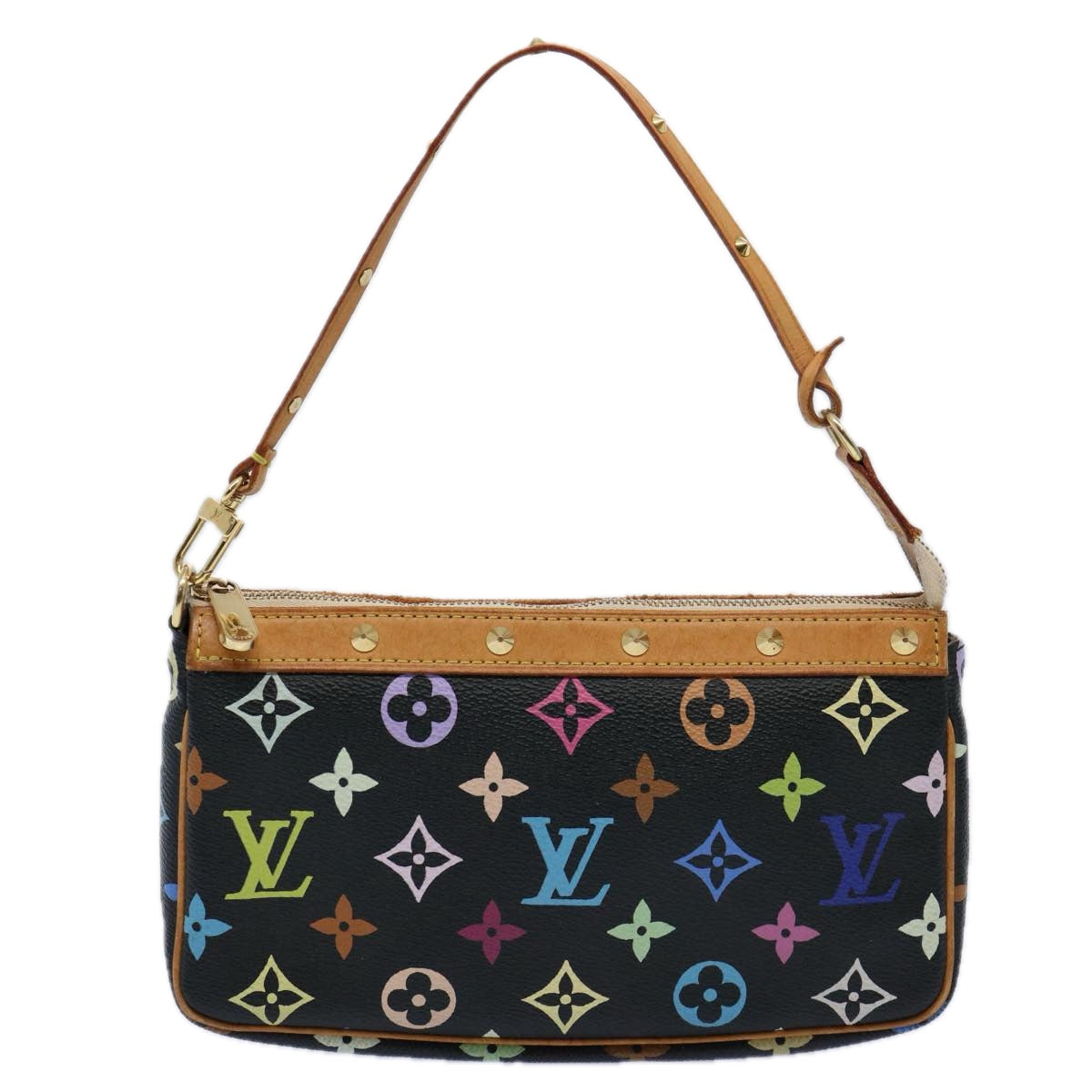 LOUIS VUITTON Multicolor Pochette Accessoires 2way Black M92648 LV Auth am5279