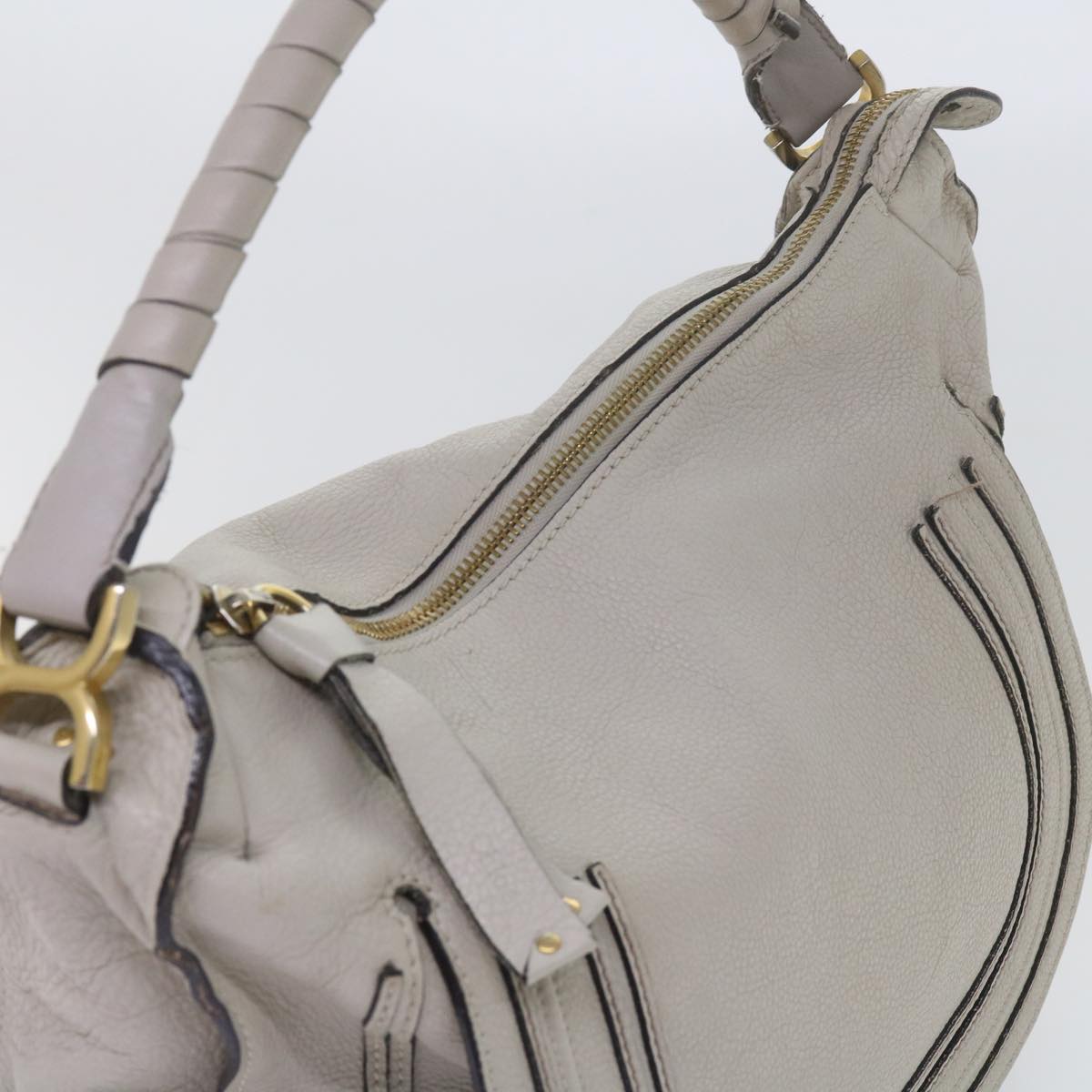 Chloe Mercy Shoulder Bag Leather Gray Auth am5284