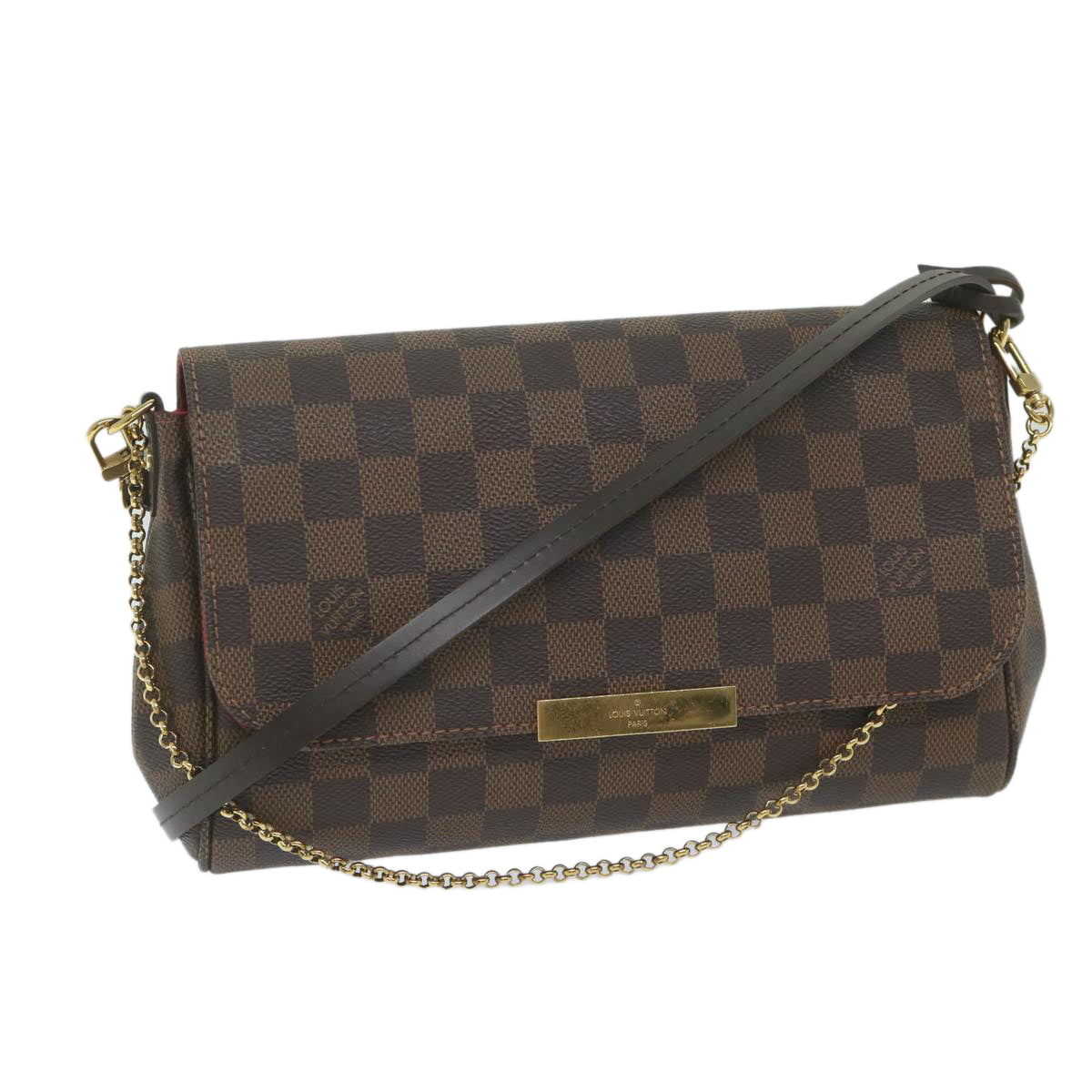 LOUIS VUITTON Damier Ebene Favorit MM Shoulder Bag 2way M41129 LV Auth am5292