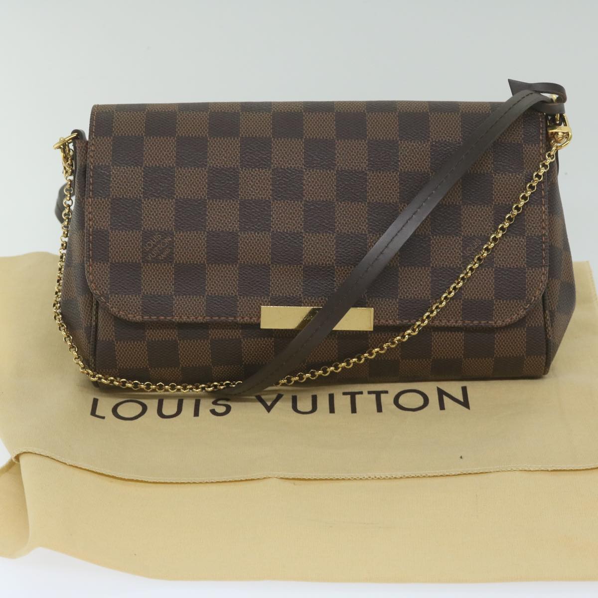 LOUIS VUITTON Damier Ebene Favorit MM Shoulder Bag 2way M41129 LV Auth am5292