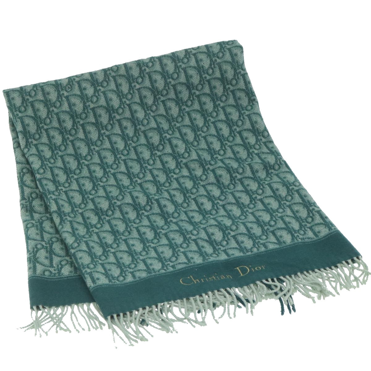 Christian Dior Trotter Canvas Lap Blanket Towel Green Auth am5307