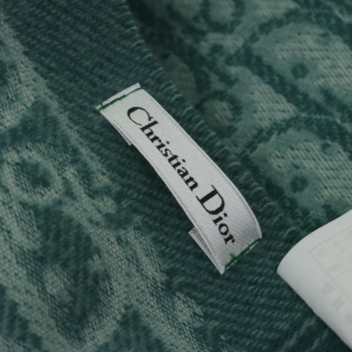 Christian Dior Trotter Canvas Lap Blanket Towel Green Auth am5307