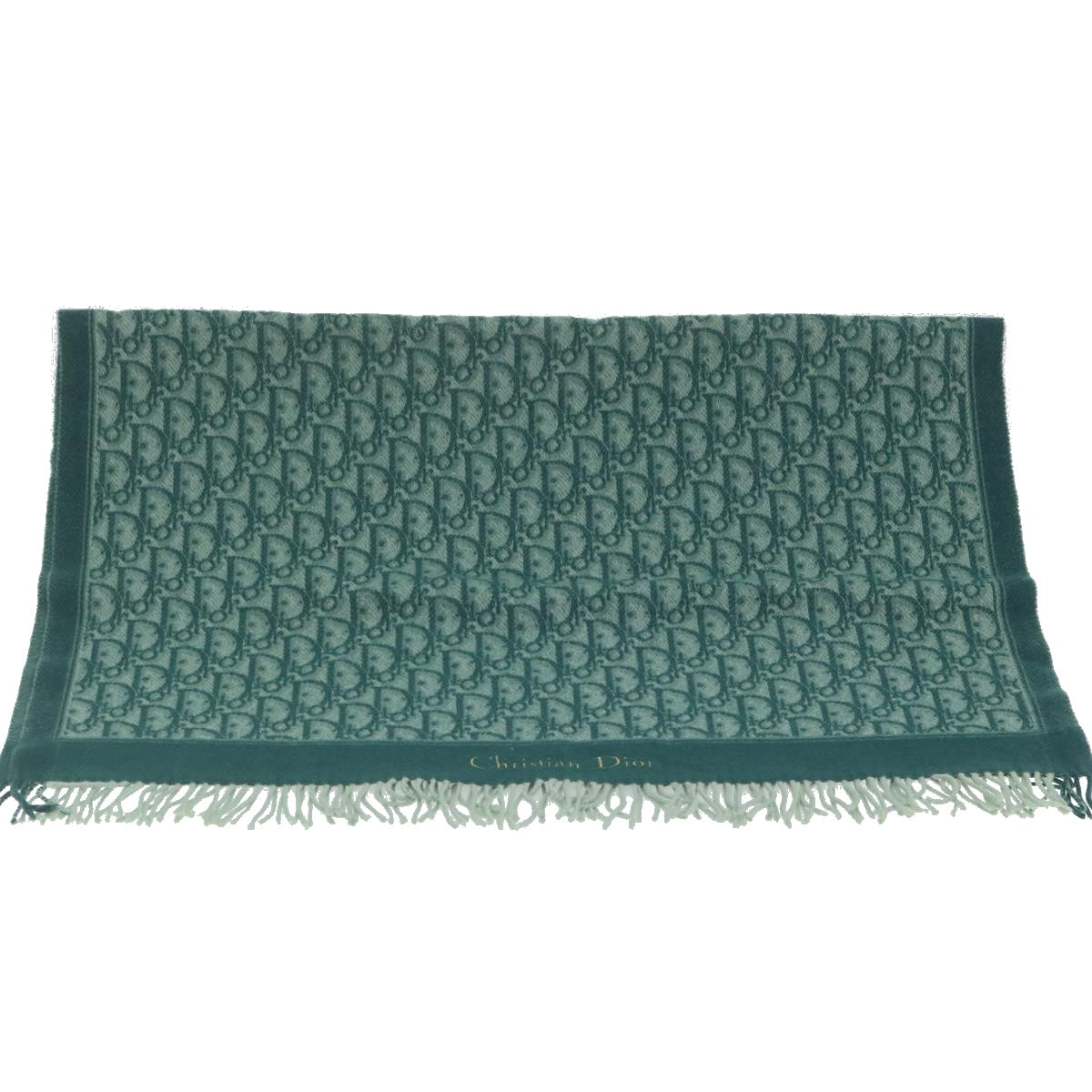 Christian Dior Trotter Canvas Lap Blanket Towel Green Auth am5307