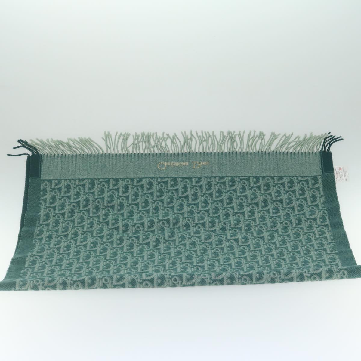 Christian Dior Trotter Canvas Lap Blanket Towel Green Auth am5307