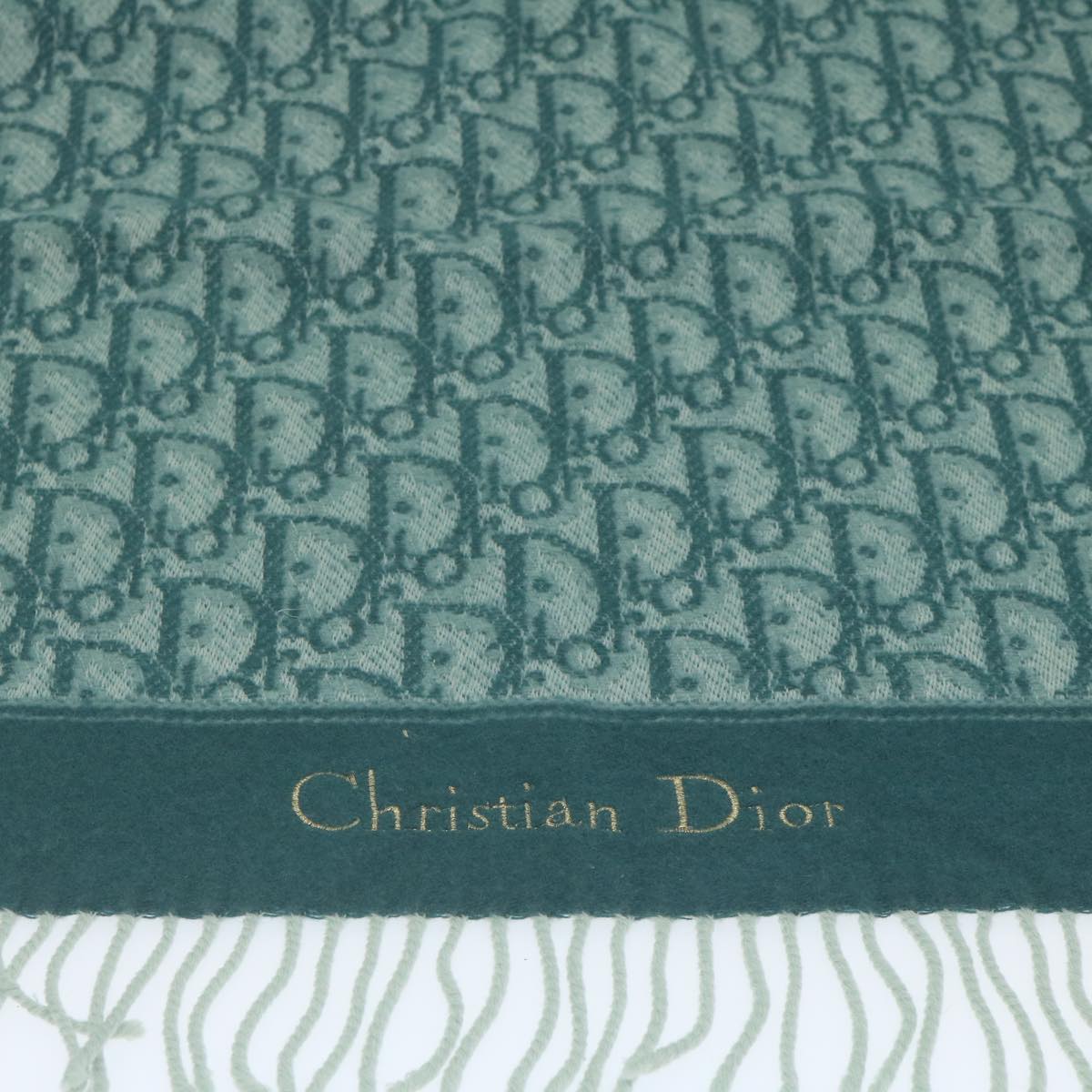 Christian Dior Trotter Canvas Lap Blanket Towel Green Auth am5307