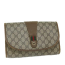 GUCCI GG Supreme Web Sherry Line Clutch Bag Beige Red 89 01 030 Auth am5314-1