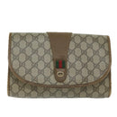 GUCCI GG Supreme Web Sherry Line Clutch Bag Beige Red 89 01 030 Auth am5314-13