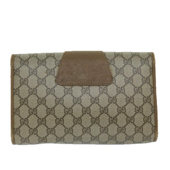 GUCCI GG Supreme Web Sherry Line Clutch Bag Beige Red 89 01 030 Auth am5314