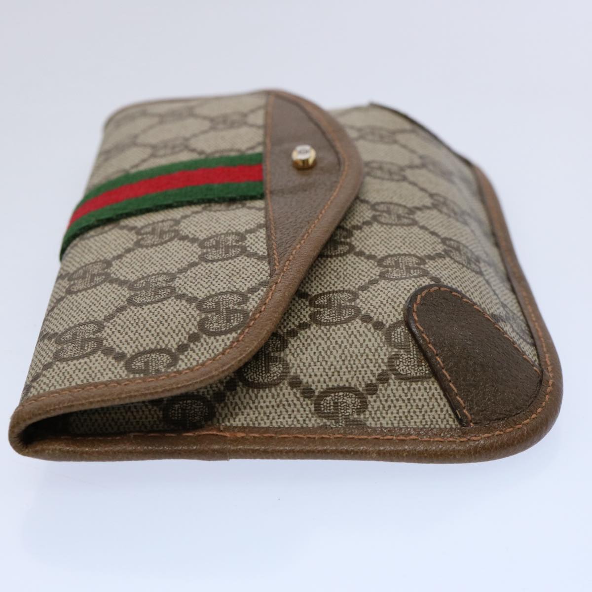 GUCCI GG Supreme Web Sherry Line Pouch Beige Red Green 89 01 021 Auth am5317