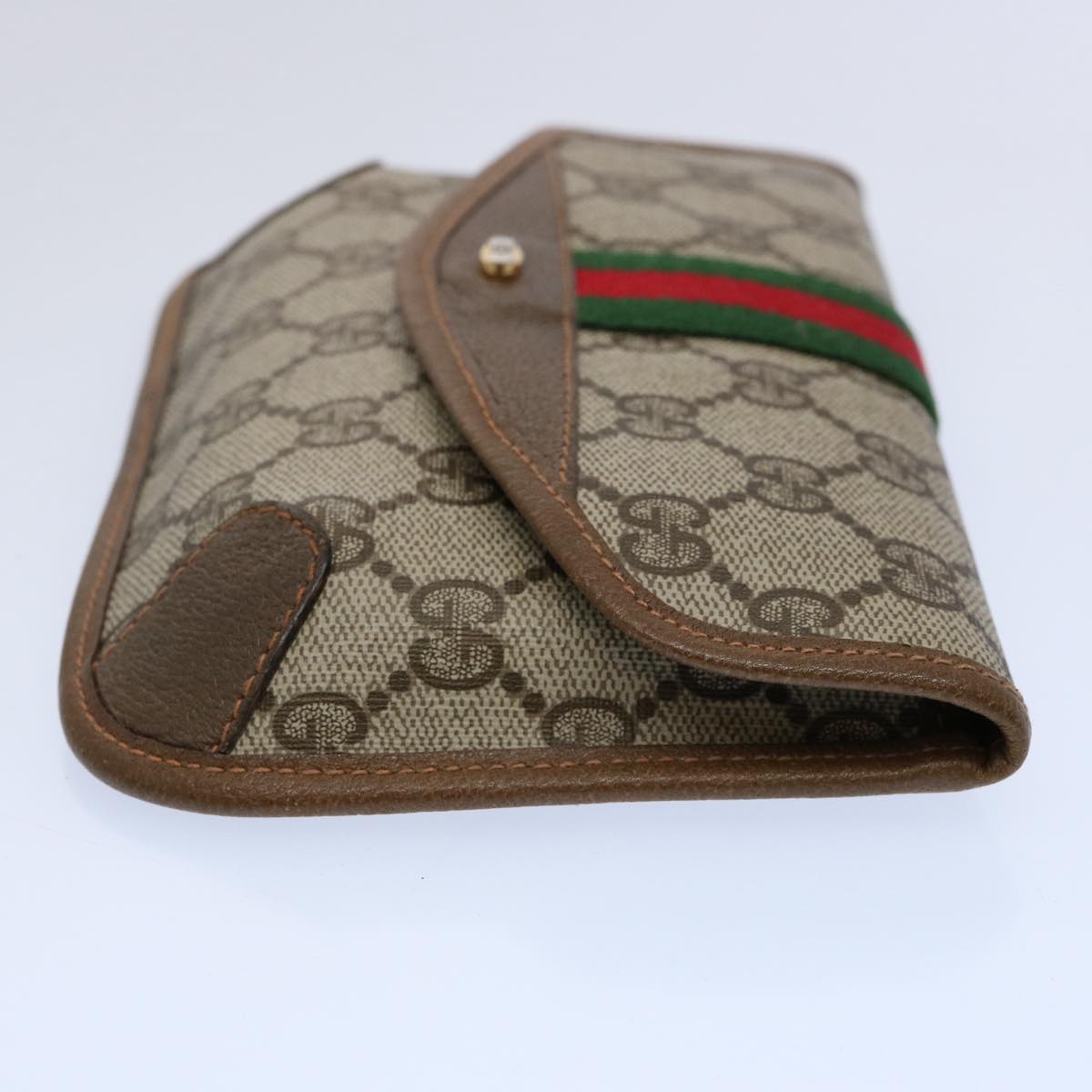 GUCCI GG Supreme Web Sherry Line Pouch Beige Red Green 89 01 021 Auth am5317