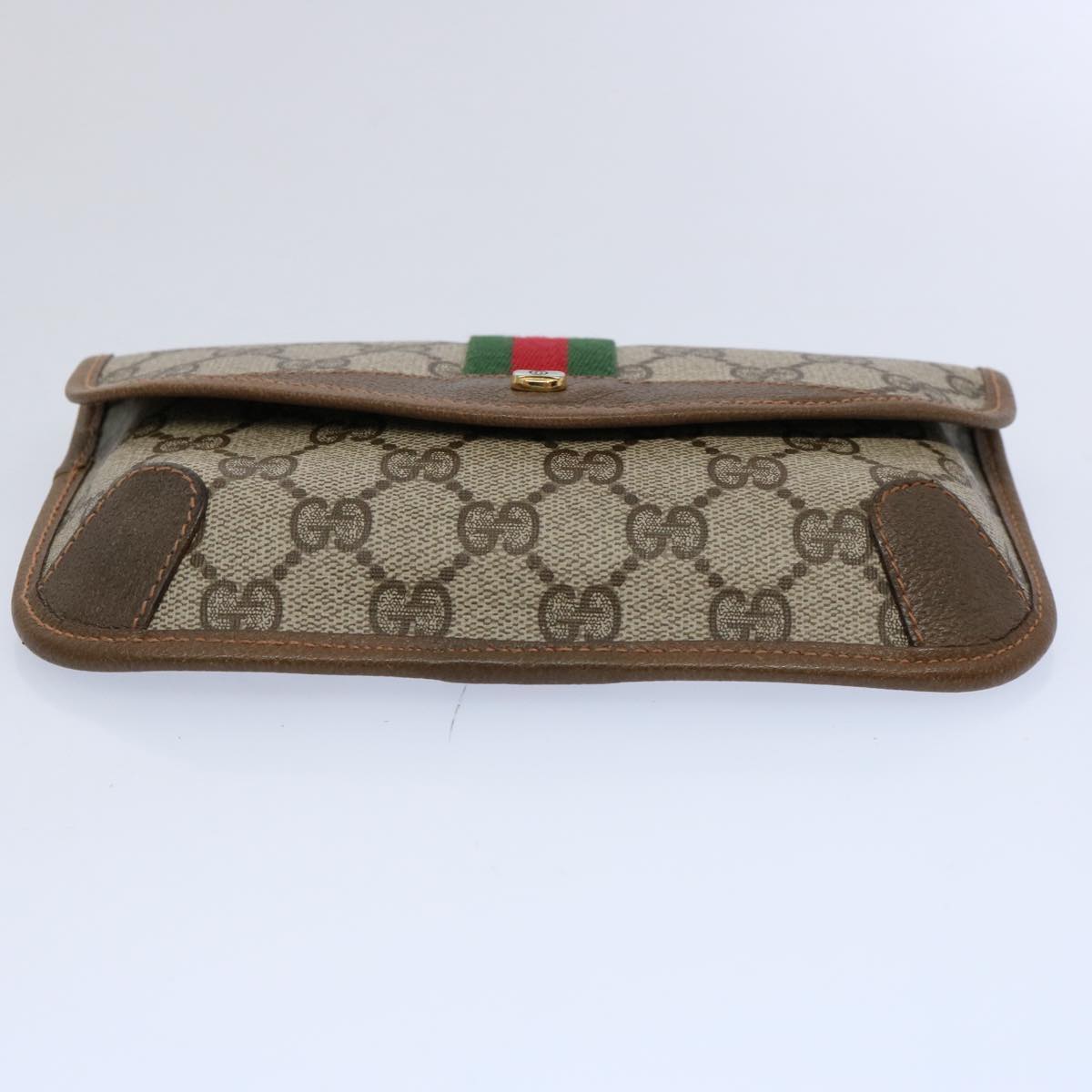 GUCCI GG Supreme Web Sherry Line Pouch Beige Red Green 89 01 021 Auth am5317