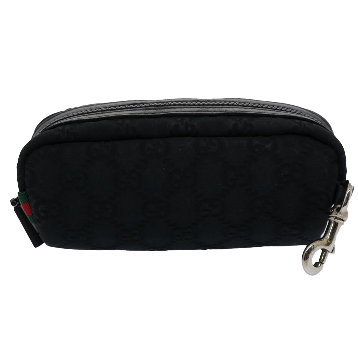 GUCCI GG Canvas Web Sherry Line Pouch Black Red Green 245800 Auth am5323