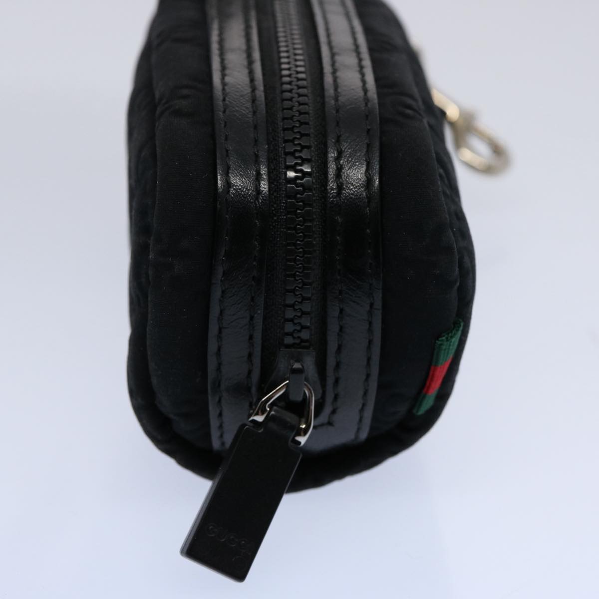 GUCCI GG Canvas Web Sherry Line Pouch Black Red Green 245800 Auth am5323