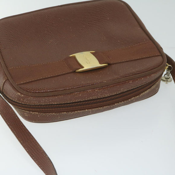 Salvatore Ferragamo Shoulder Bag PVC 2Set Brown Red Auth am5331