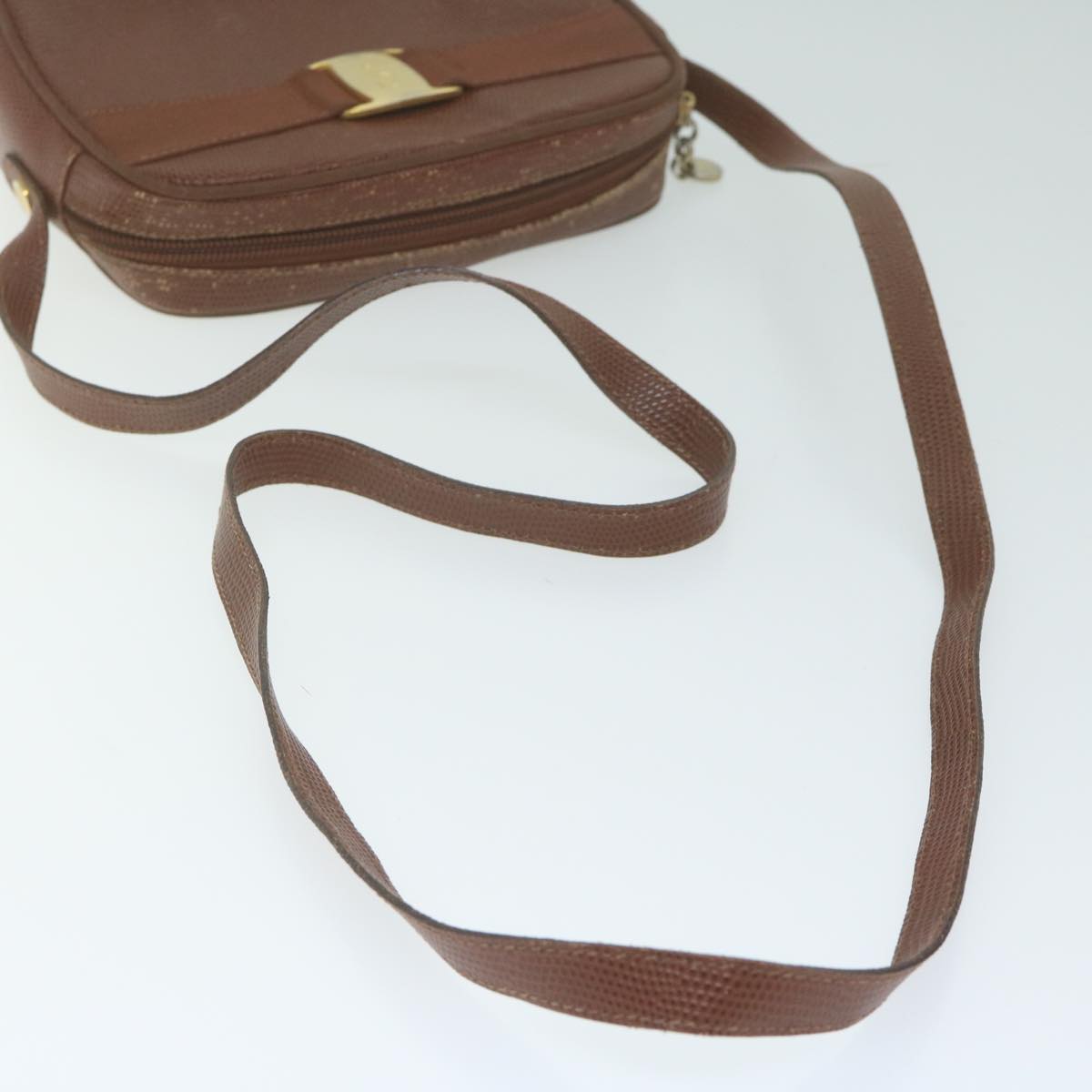 Salvatore Ferragamo Shoulder Bag PVC 2Set Brown Red Auth am5331