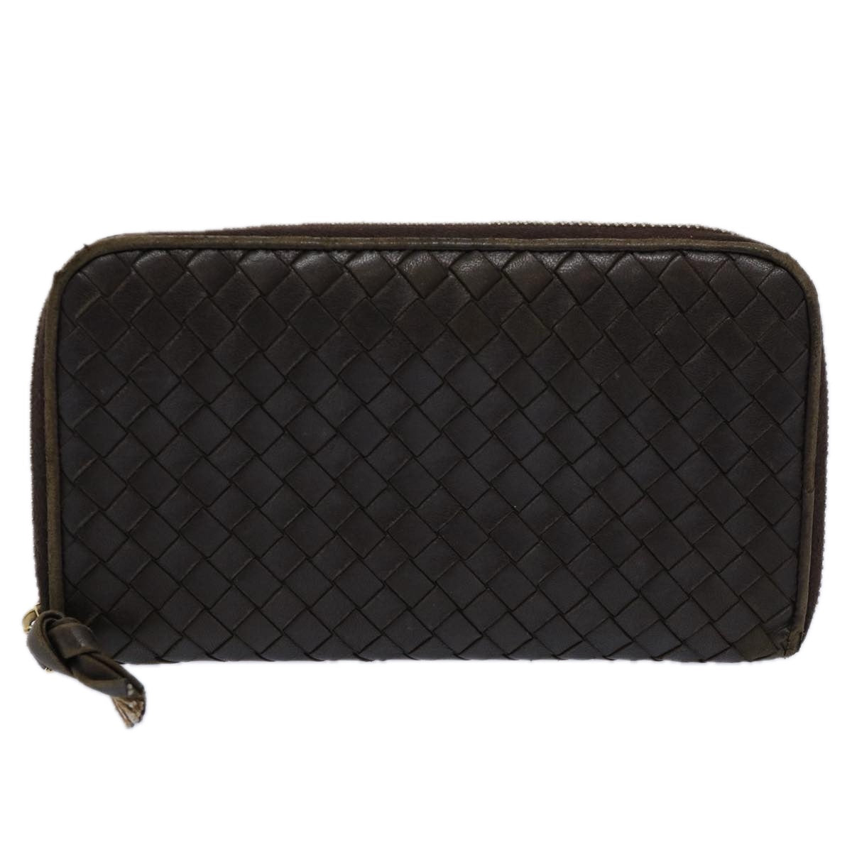 BOTTEGAVENETA INTRECCIATO Wallet Leather 2Set Brown Black Auth am5335 - 0