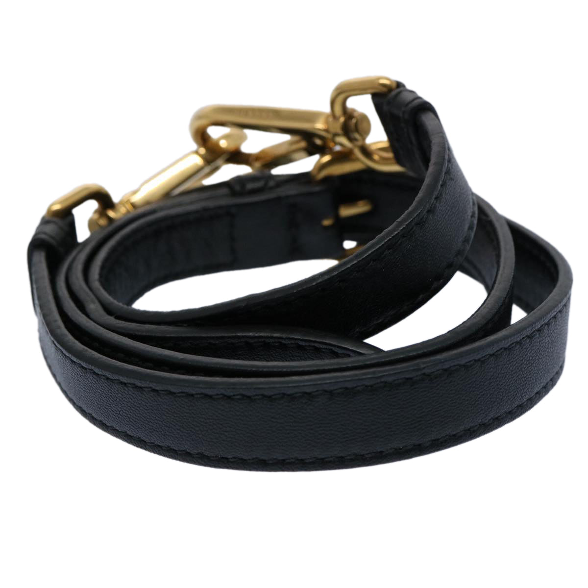 PRADA Adjustable Shoulder Strap Leather 29.9""-34.3"" Black Auth am5365