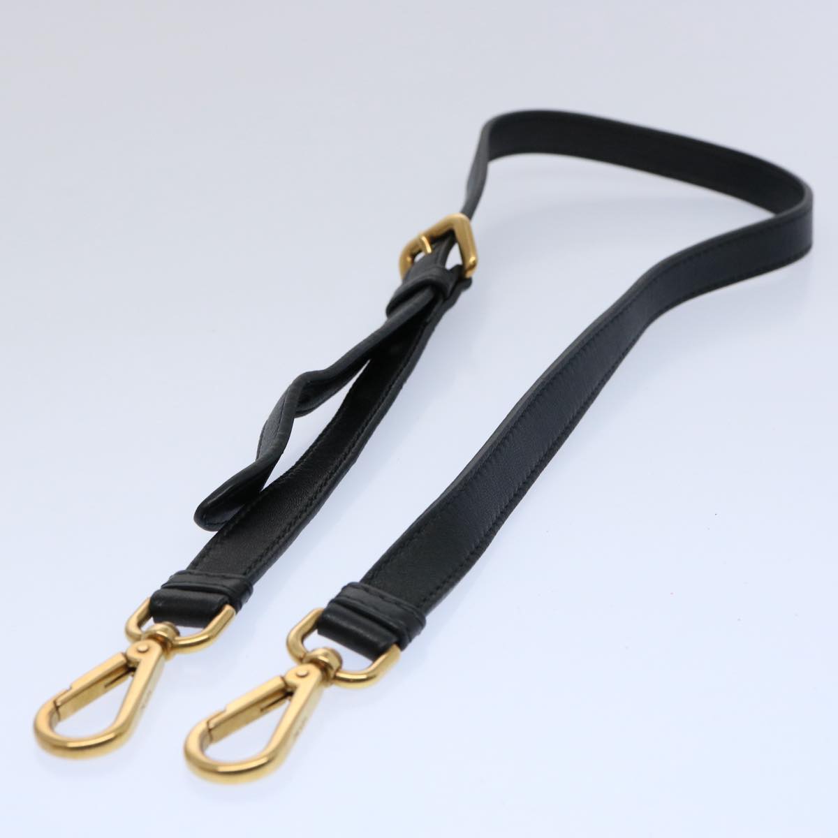 PRADA Adjustable Shoulder Strap Leather 29.9""-34.3"" Black Auth am5365