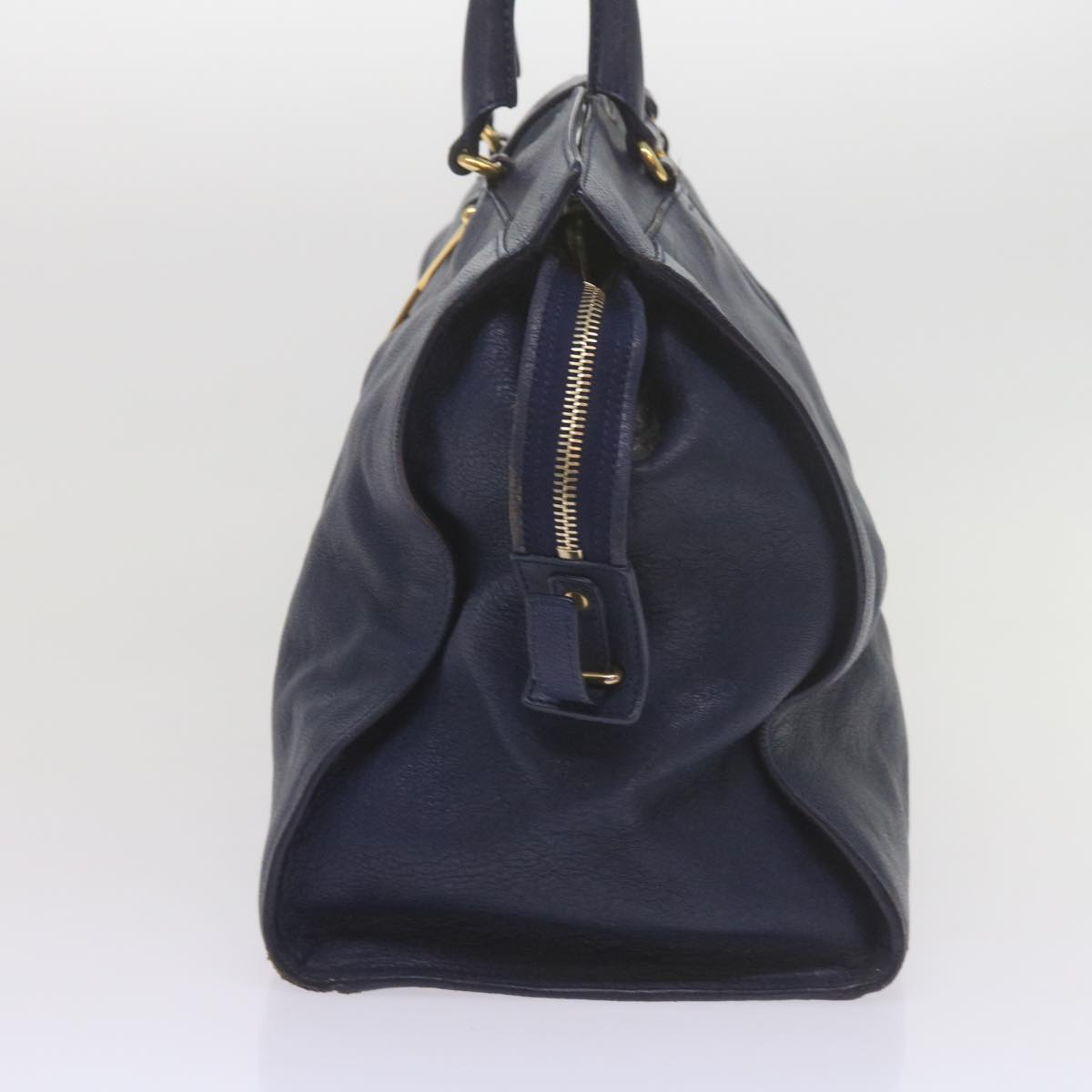 SAINT LAURENT Cavas Chyc Hand Bag Leather Navy 275091 Auth am5374