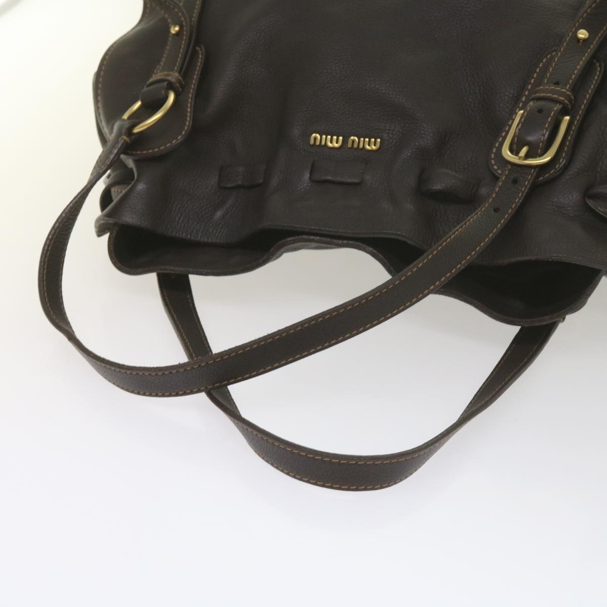 Miu Miu Shoulder Bag Leather Brown Auth am5377