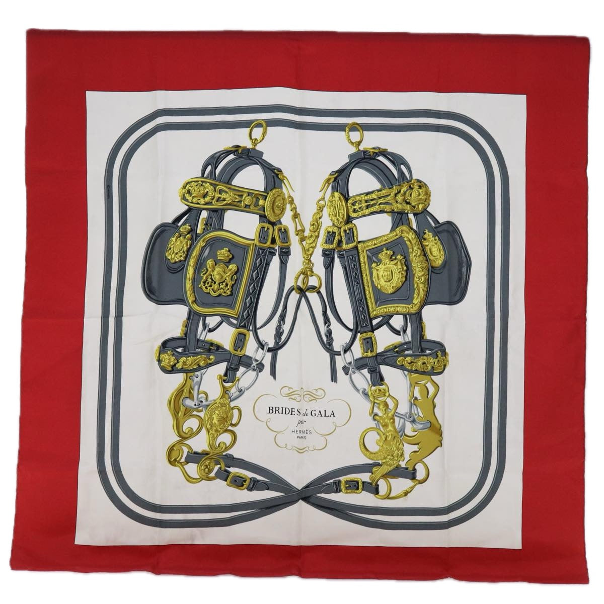 HERMES Carre 90 Scarf Silk 2Set Purple Red Auth am5380